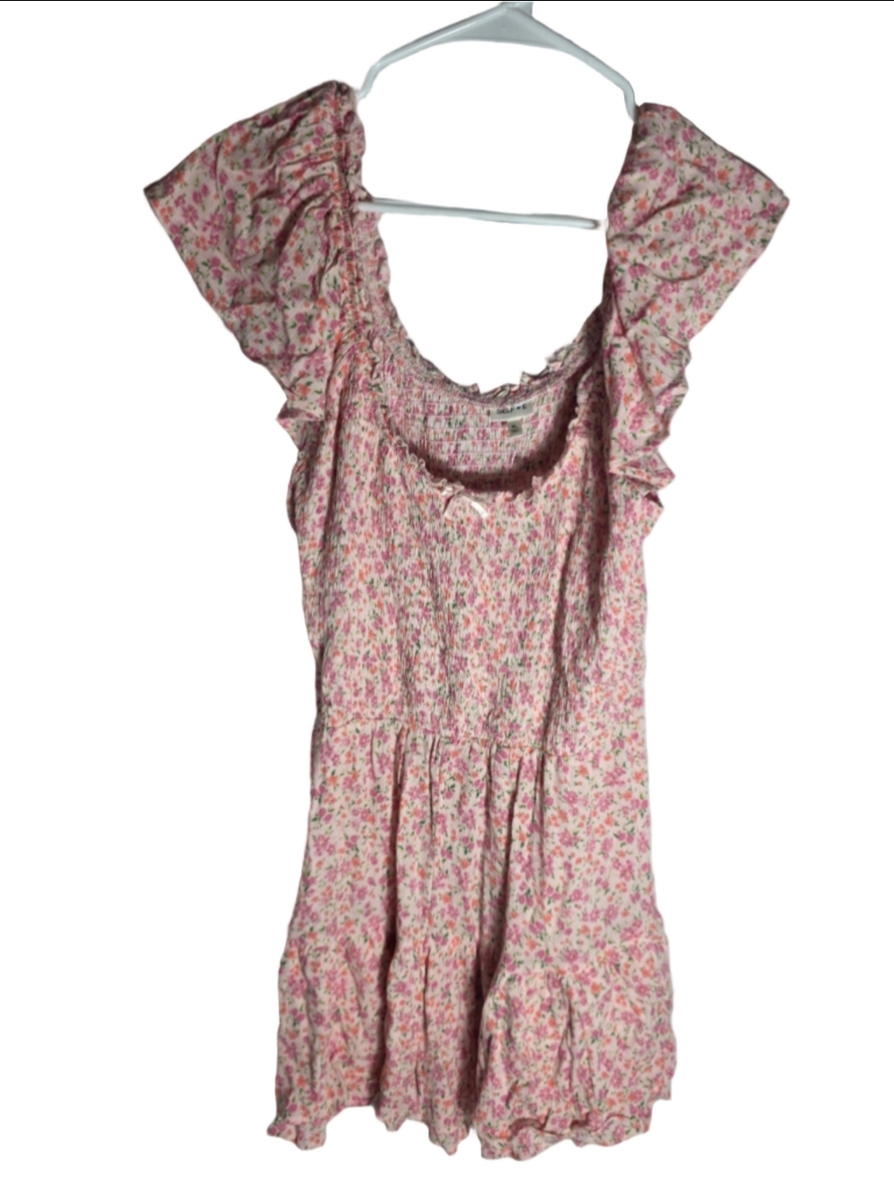 Women's Self Esteem Floral Mini Dress XL Pink Green cottagecore ruffle rare y2k
